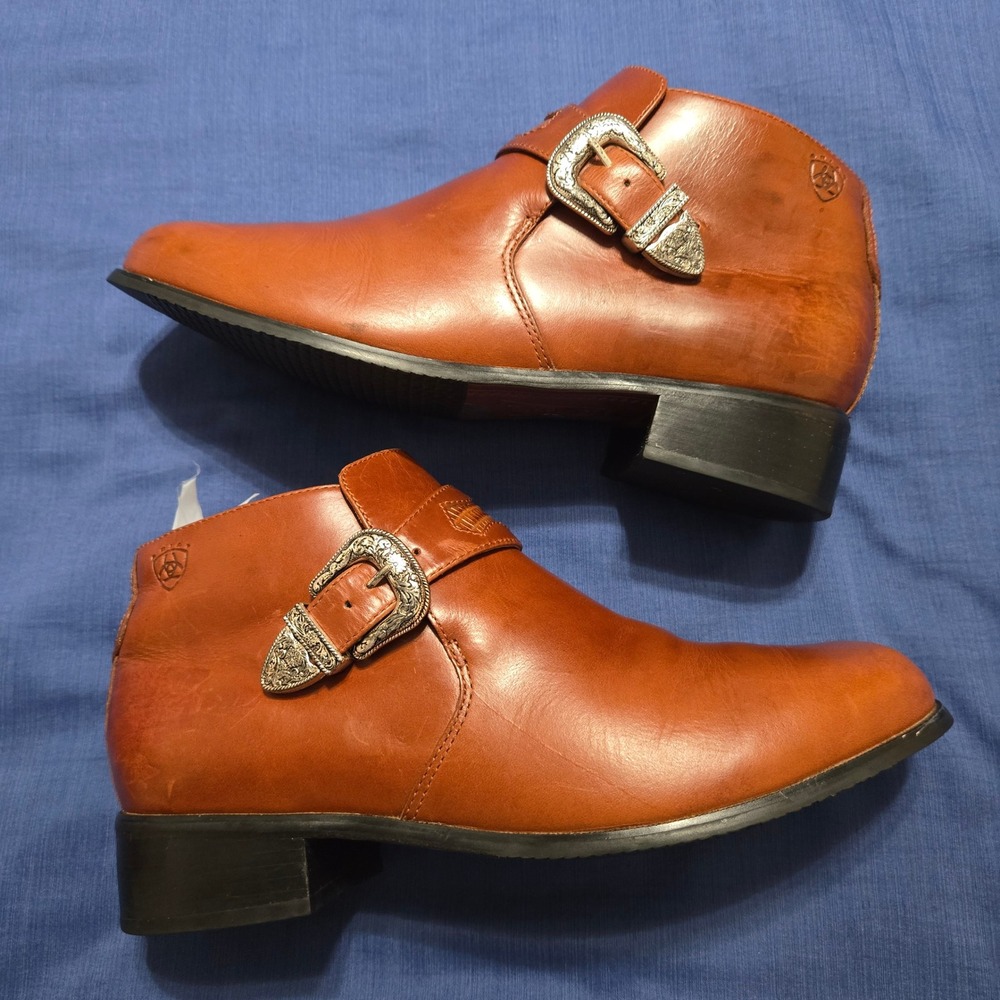Ariat Ankle Boots Women 9B Brown Excellent Western Buckle Leather 16428